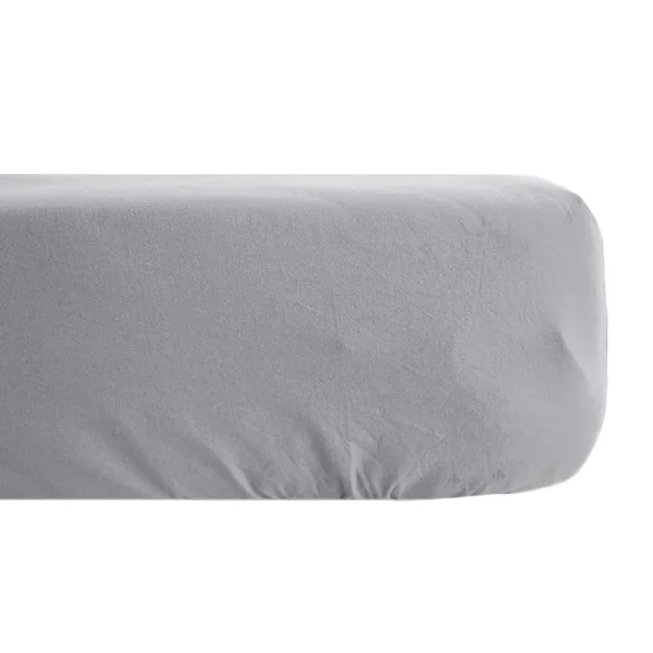 Drap housse uni 160x200 cm bonnet 35 cm percale de coton MANOIR gris Acier