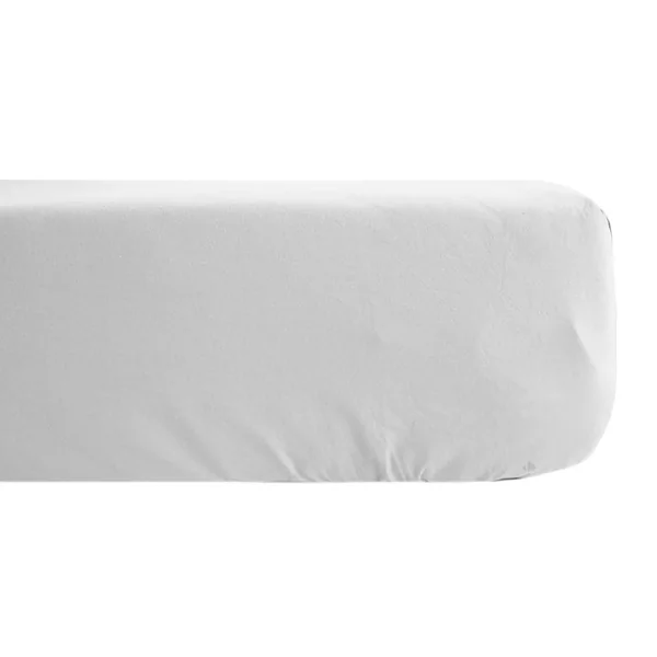 Drap housse uni 160x200 cm bonnet 40 cm percale de coton MANOIR gris Perle