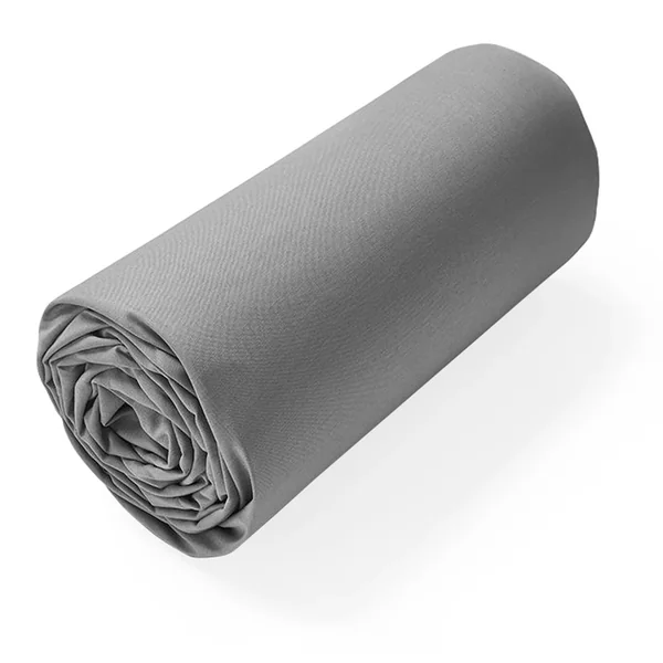 Drap housse uni 160x230 cm bonnet 40 cm 100% coton ALTO gris Alu