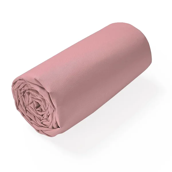 Drap housse uni 180x200 cm bonnet 23 cm 100% coton ALTO rose macaron