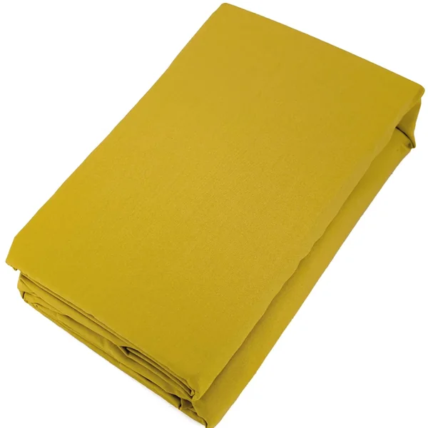 Drap housse uni 180x200 cm bonnet 35 cm percale de coton MANOIR jaune Moutarde