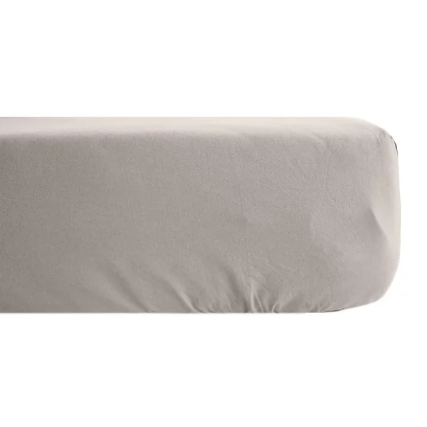 Drap housse uni 200x200 cm bonnet 40 cm percale de coton MANOIR gris Cendre