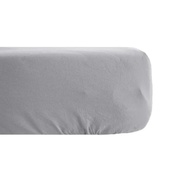 Drap housse uni 80x200 cm bonnet 35 cm percale de coton MANOIR gris Acier