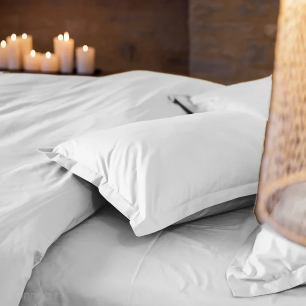 Drap housse uni 80x200 cm bonnet 35 cm percale de coton MANOIR gris Perle