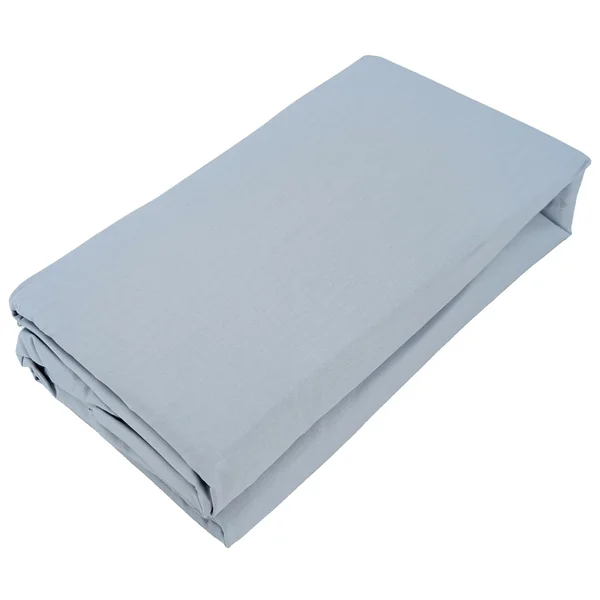 Drap housse uni 90x190 cm bonnet 35 cm percale de coton MANOIR bleu Glacier