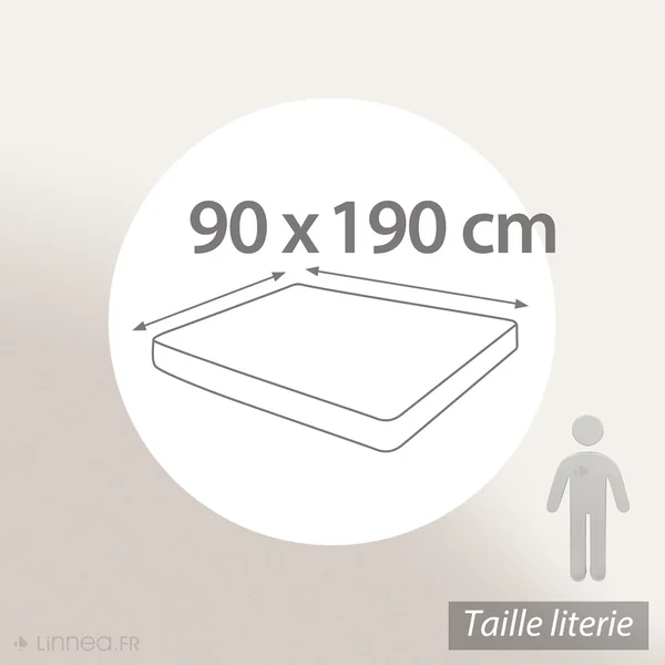 Drap housse uni 90x190 cm bonnet 35 cm percale de coton MANOIR bleu Glacier