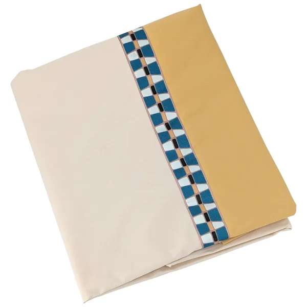 Drap plat bicolore 280x310 cm en 100% percale de coton ROMY Ambre
