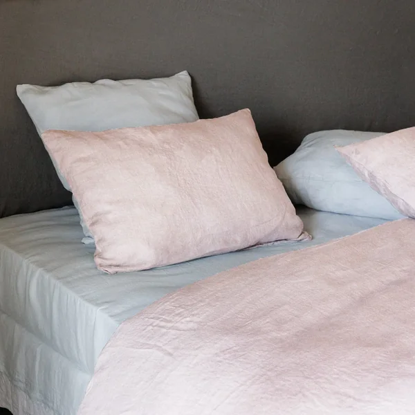 Drap plat uni 270x300 cm 100% lin lavé effet froissé SONATE rose