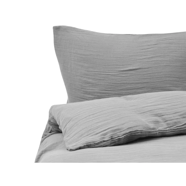 Duvet Cover Set SUMNER Cotton Muslin 220 x 240 cm Light Grey