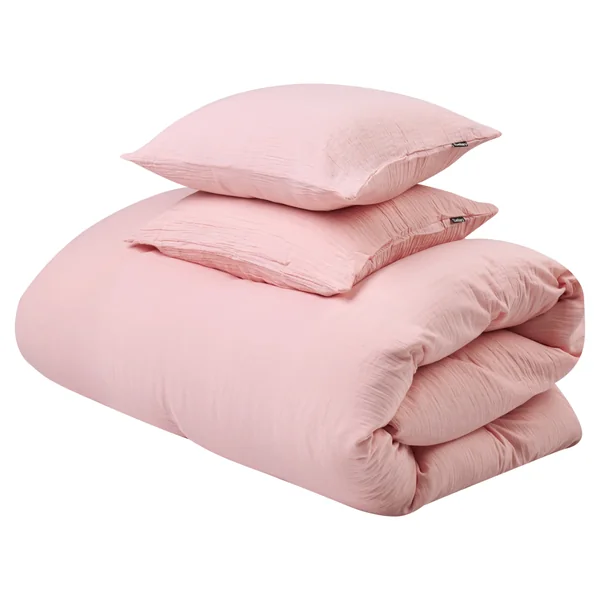 Duvet Cover Set SUMNER Cotton Muslin 220 x 240 cm Pastel Pink