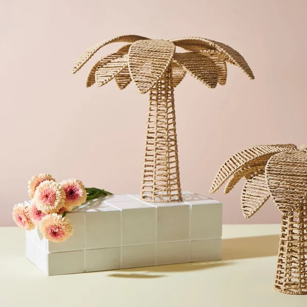 Déco grand palmier en corde et fer naturel h45cm - Palma