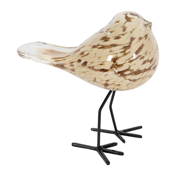 Déco moineau en verre et fer beige et doré - Serin