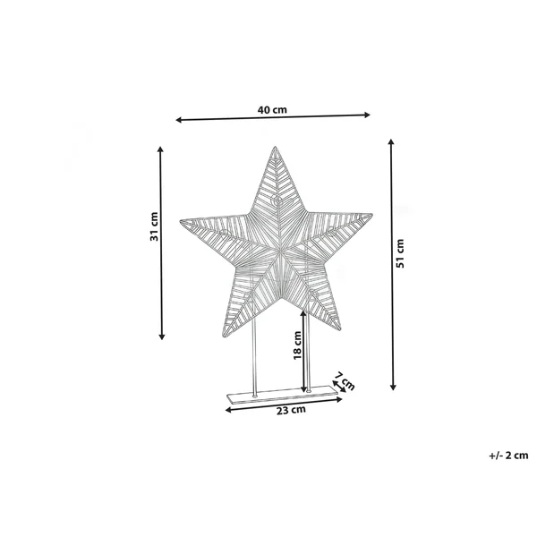 Décoration de Noël LED FARUP Étoile 51 cm Doré