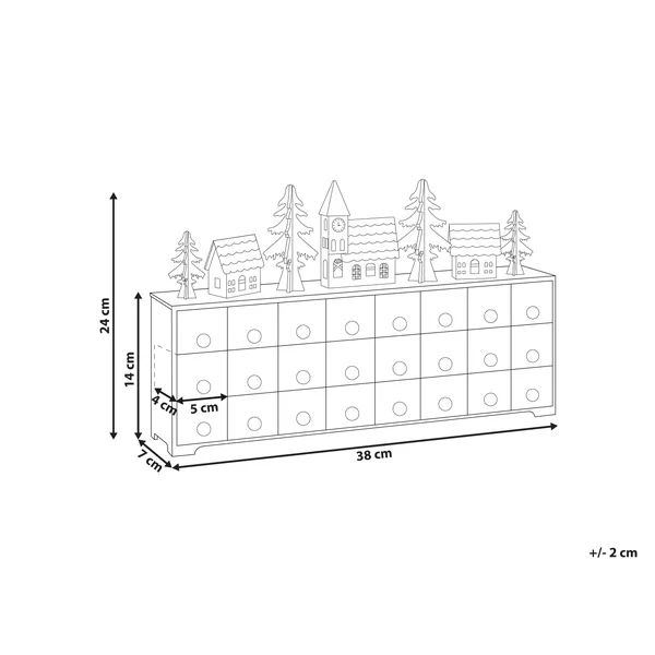 Décoration de Noël LED MUONIO Calendrier de l'Avent 24 cm Blanc