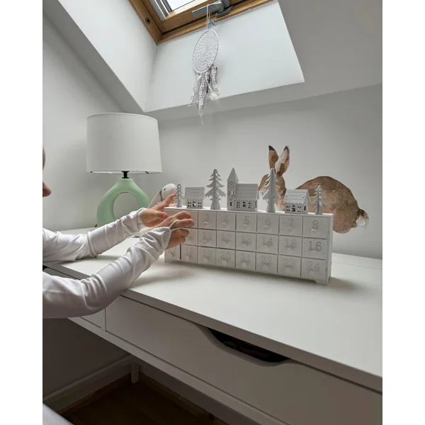 Décoration de Noël LED MUONIO Calendrier de l'Avent 24 cm Blanc