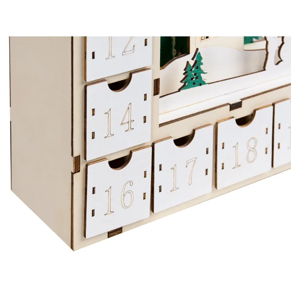Décoration de Noël LED NISSER Calendrier de l'Avent 44 cm Marron clair