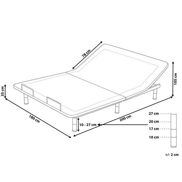 Electric Adjustable Bed Base BRUNOY 180 x 200 cm (EU Super King) Grey