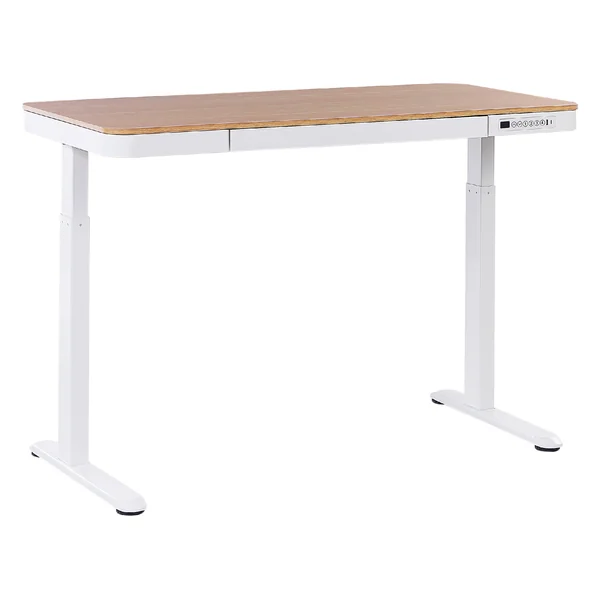 Electric Adjustable Standing Desk KENLY Brown/ White 120 cm 60 cm with USB Port