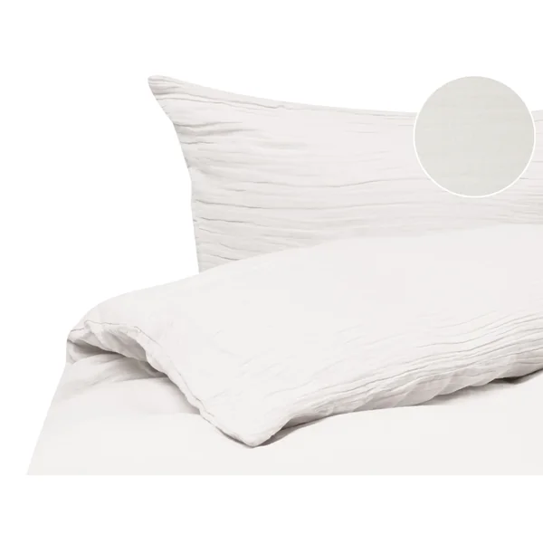 Ensemble de housses de couette SUMNER Mousseline de coton 200 x 200 cm Blanc cassé