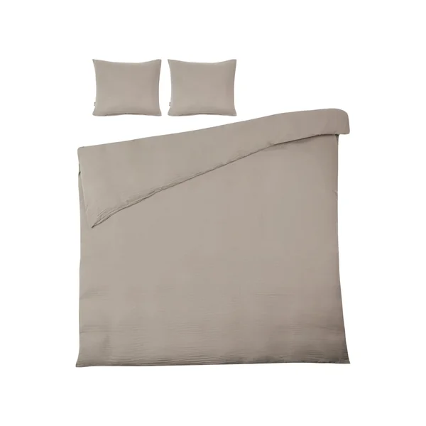 Ensemble de housses de couette SUMNER Mousseline de coton 200 x 200 cm Taupe