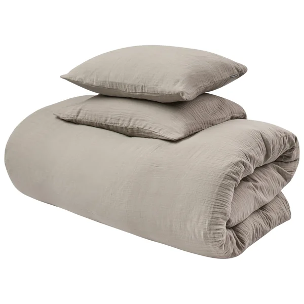 Ensemble de housses de couette SUMNER Mousseline de coton 200 x 200 cm Taupe