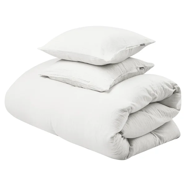 Ensemble de housses de couette SUMNER Mousseline de coton 220 x 240 cm Blanc cassé