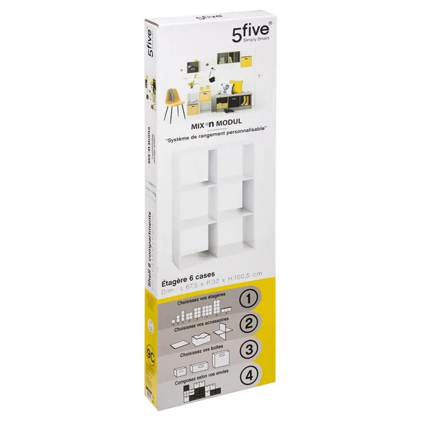 ETAGERE 6 CASES BLANC MIX