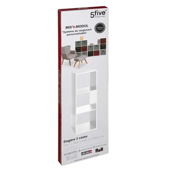 ETAGERE BOIS 3 CASES MIX BLANC