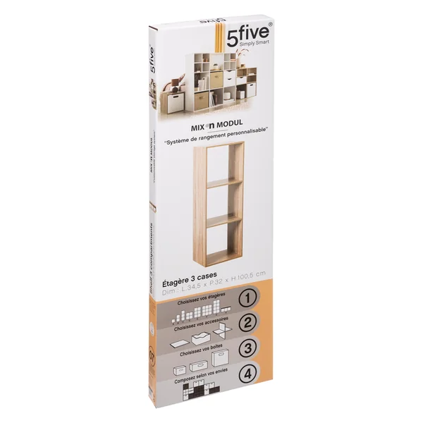 ETAGERE BOIS 3 CASES MIX NATUREL