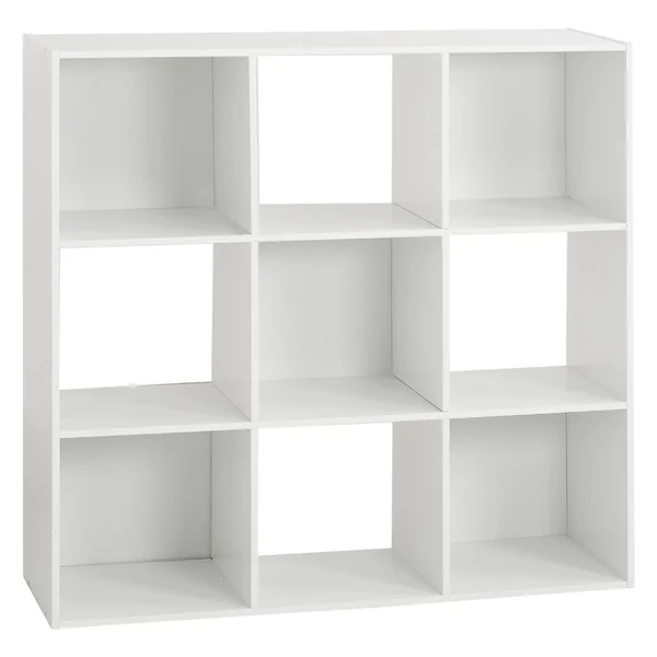 ETAGERE BOIS 9 CASES MIX BLANC