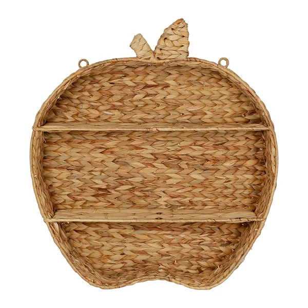 Etagere murale 2 niveaux en jacynthe d'eau et fer naturel h59cm - Pomme