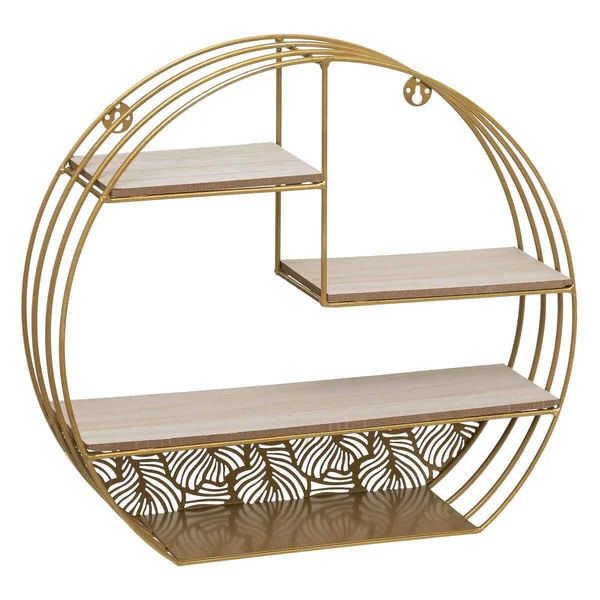 ETAGERE MURALE BOIS METAL ROND GOLD D.39X10.3X36CM