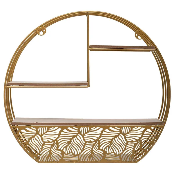 ETAGERE MURALE BOIS METAL ROND GOLD D.39X10.3X36CM