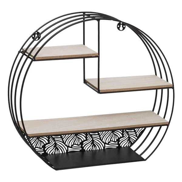 ETAGERE MURALE BOIS METAL ROND NOIR D.39X10.3X36CM