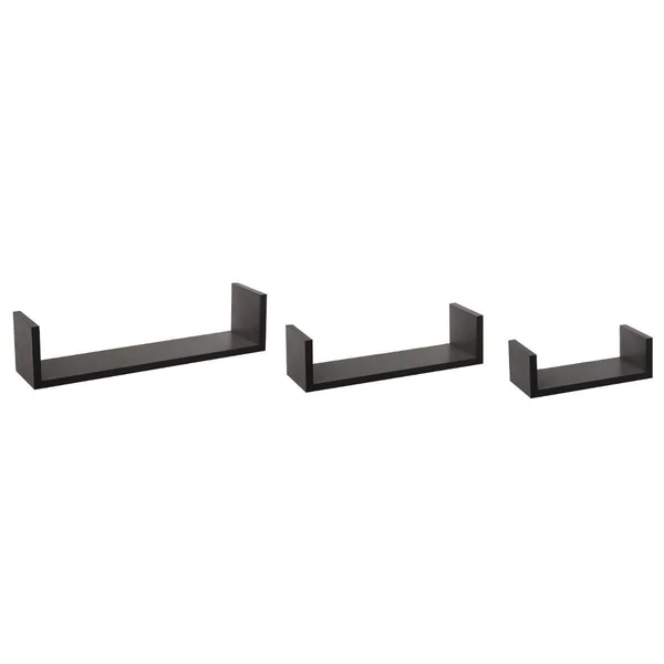 ETAGERE MURALE BORD NOIR X3 PIECES