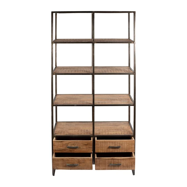 Etagère en fer noir et bois d' acacia H200cm- Factory