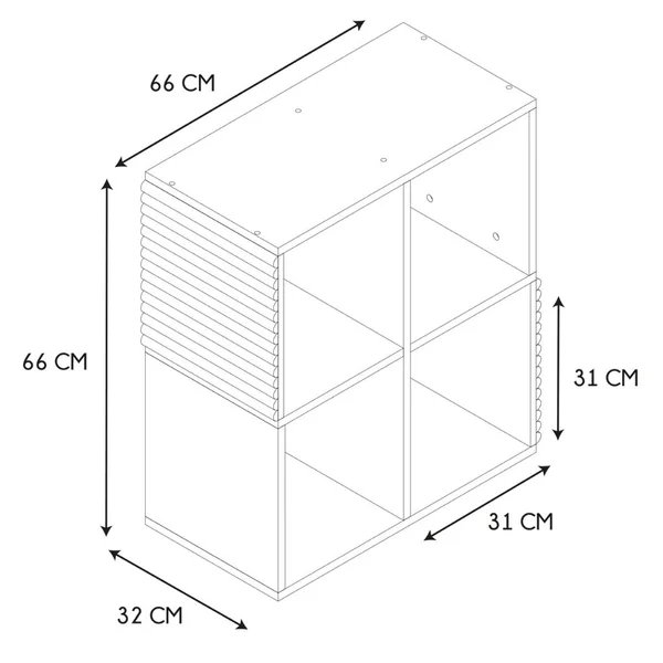 Etagères modules 4 cases en bois h66cm - Tiphaine