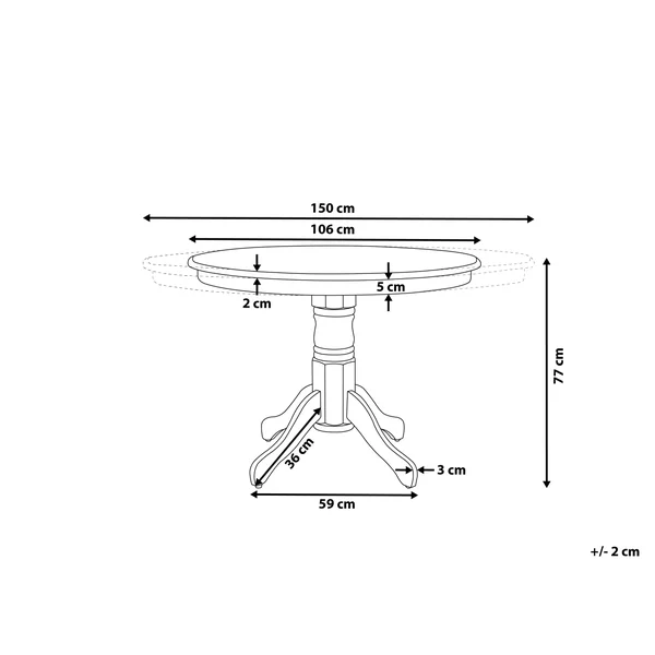 Extending Dining Table AKRON Light Ash Wood 106/150 cm 106 cm Wood