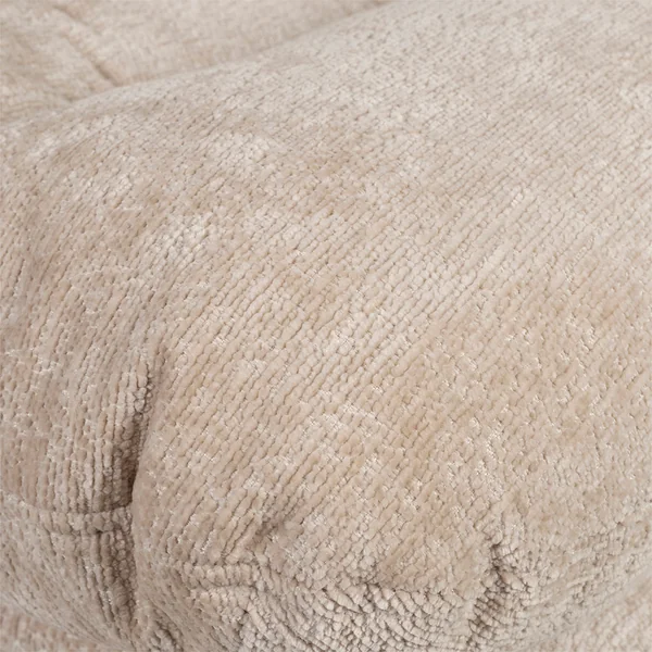 Fauteuil et repose pied en tissu beige et fer noir - Lery