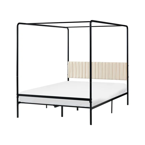 Four Poster Bed Metal MIRABEAU 140 x 200 cm (EU Double) Black