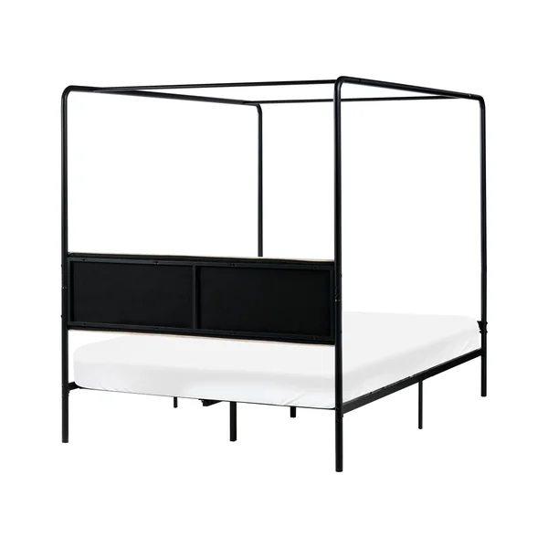 Four Poster Bed Metal MIRABEAU 140 x 200 cm (EU Double) Black
