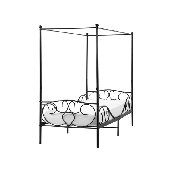 Four Poster Bed Metal SORMERY 90 x 200 cm (EU Single) Black