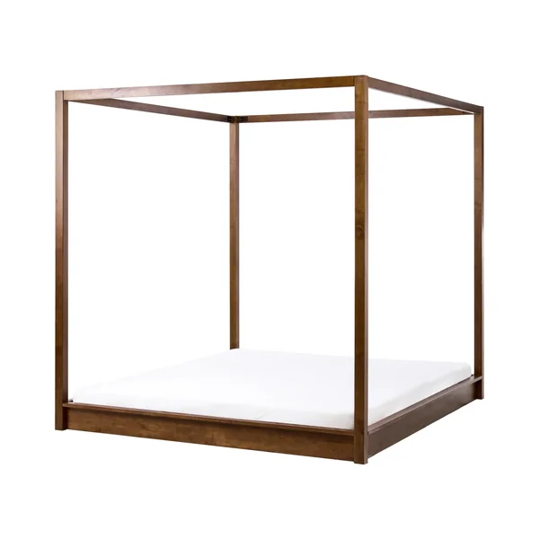 Four Poster Bed Wood HERLIERE 180 x 200 cm (EU Super King) Dark Brown