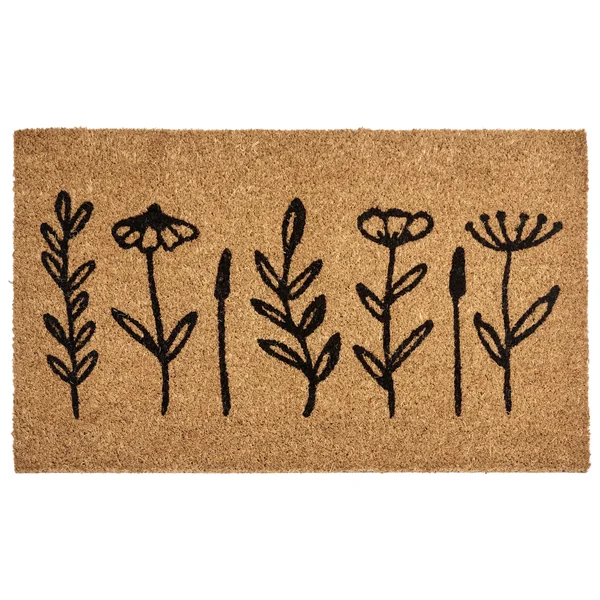 Fußmatte AGIAK Naturfarben 45 x 75 cm Blume Kokosfasern