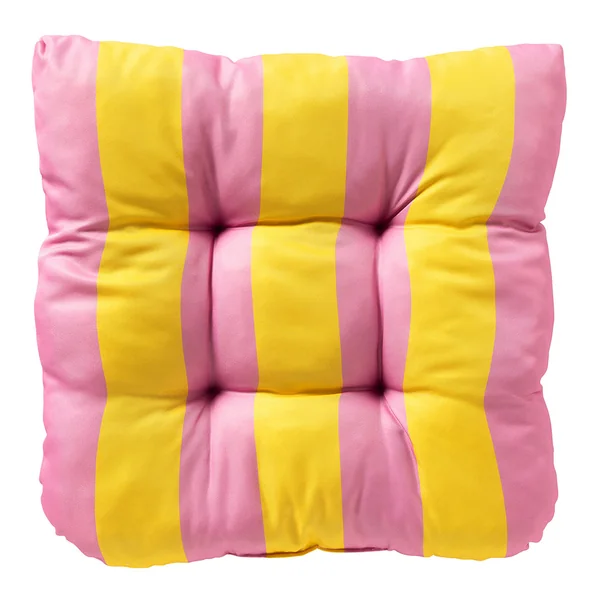 Galette de chaise d'extérieur en tissu rayé jaune et rose 45x45cm - April