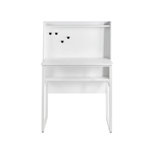 Home Office Desk with Pegboard BUXTON White 84 cm 48 cm