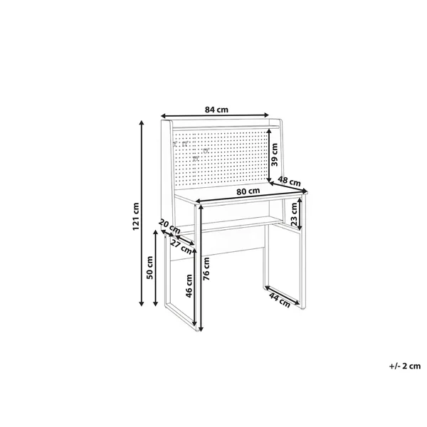 Home Office Desk with Pegboard BUXTON White 84 cm 48 cm