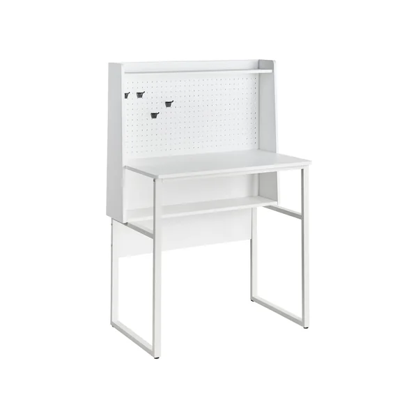 Home Office Desk with Pegboard BUXTON White 84 cm 48 cm