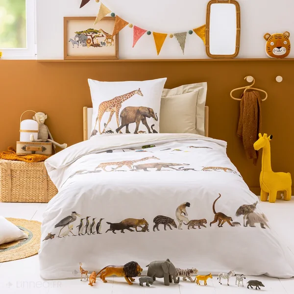 Housse de couette 140x200 cm en 100% percale de coton NOÉ blanc