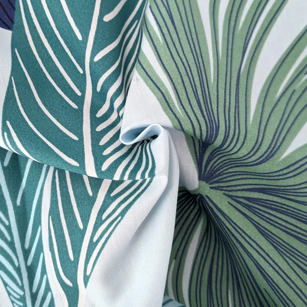 Housse de couette 140x200 cm percale de coton MOOREA PACIFIC bleu/vert